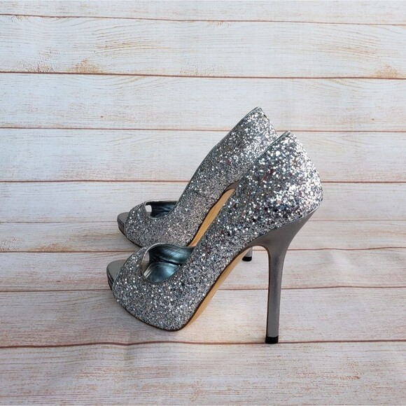 Miu Miu Glitter Peep Toe Stiletto Pumps - Picture 3 of 14